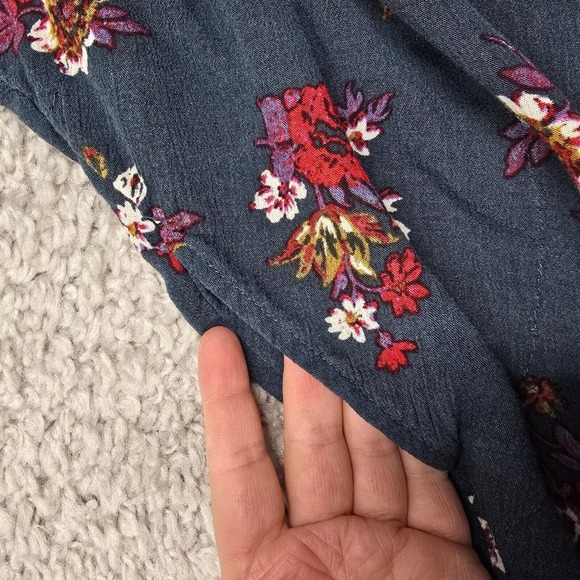 Free People Top Small Blue Flower Swing Tunic Keyhole Oversized Boho Beach Dress - Picture 13 of 14